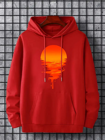 Herren Pullover Kapuze Sonnenuntergang Motiv