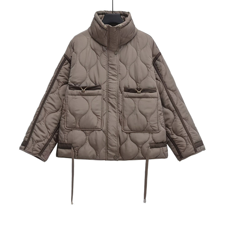 Modische Baumwolle Jacke Damen Hüftlang mit Stehkragen