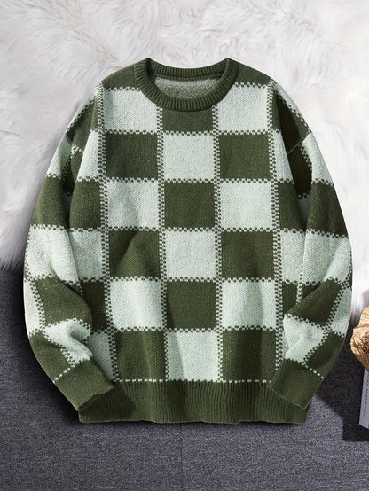 Schachmuster Pullover für Herren - IdealeKleiden