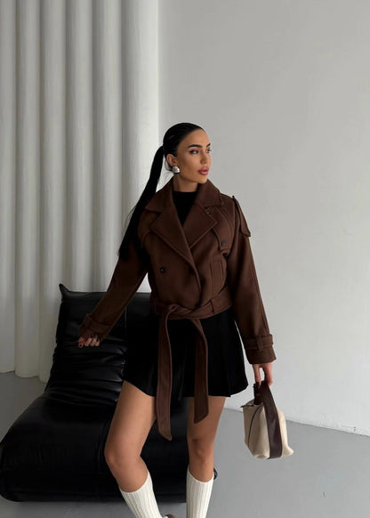 Klassisches Damenkleid | Kurz Gürtel Trenchcoat Stil - IdealeKleiden