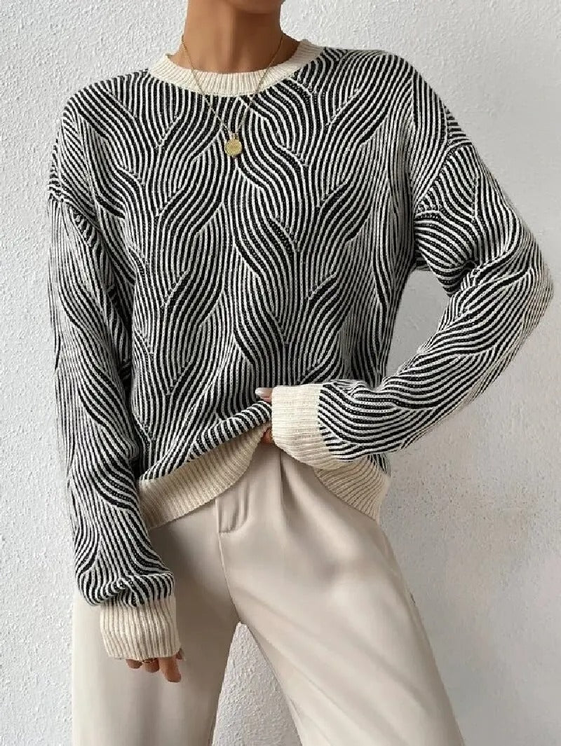 Bequemer Pullover Abstraktes Design - IdealeKleiden