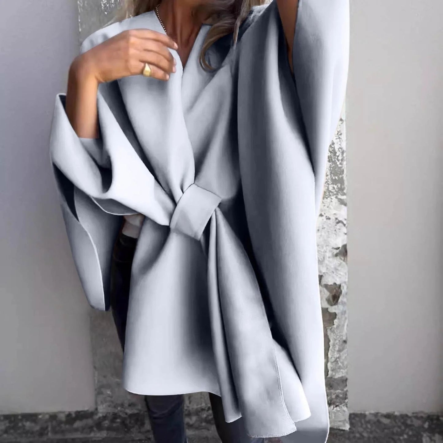 Damen Longcardigan Fledermaus Ärmel Elegant