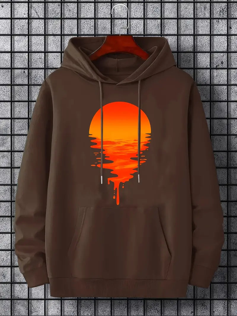 Herren Pullover Kapuze Sonnenuntergang Motiv