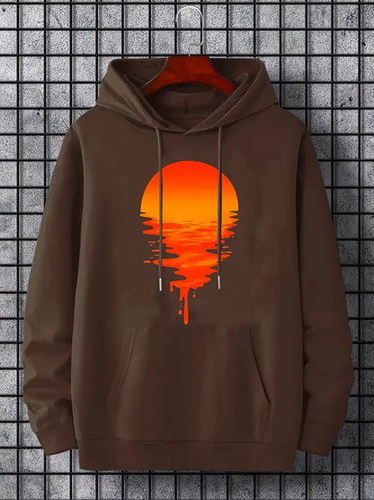 Herren Pullover Kapuze Sonnenuntergang Motiv