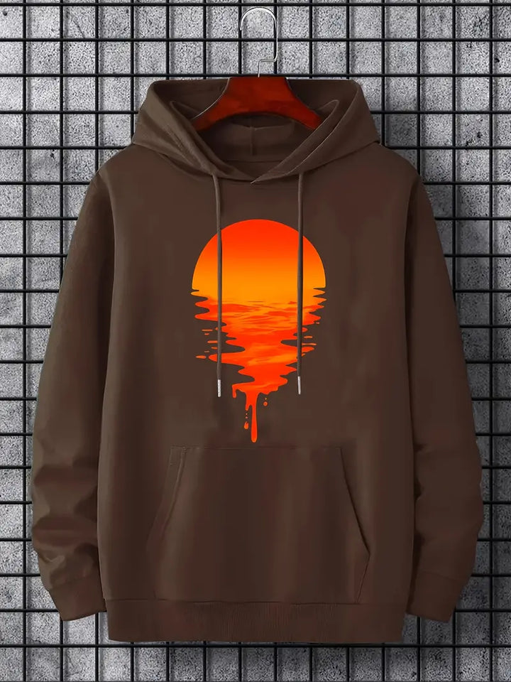 Herren Pullover Kapuze Sonnenuntergang Motiv