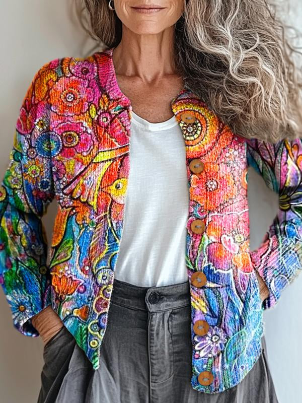 Bunte Kunstjacke Damen Trendy - IdealeKleiden