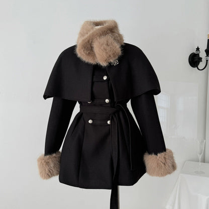 Winterkleid Lang Damen Mit Abnehmbarem Kragen