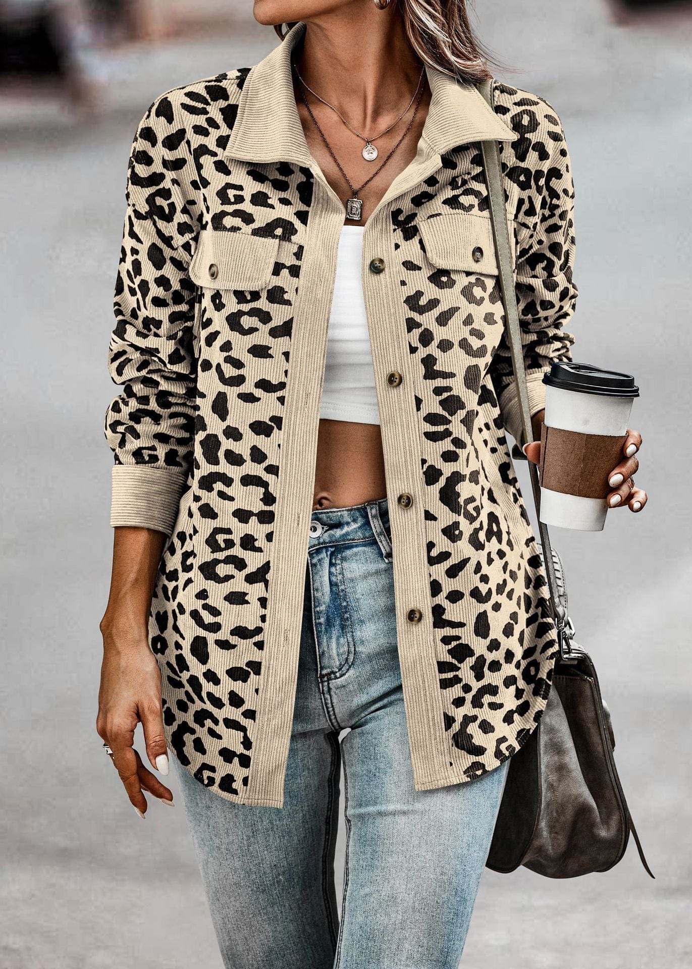 Leopard Jacke Damen Frühjahr Trendy Premium - IdealeKleiden