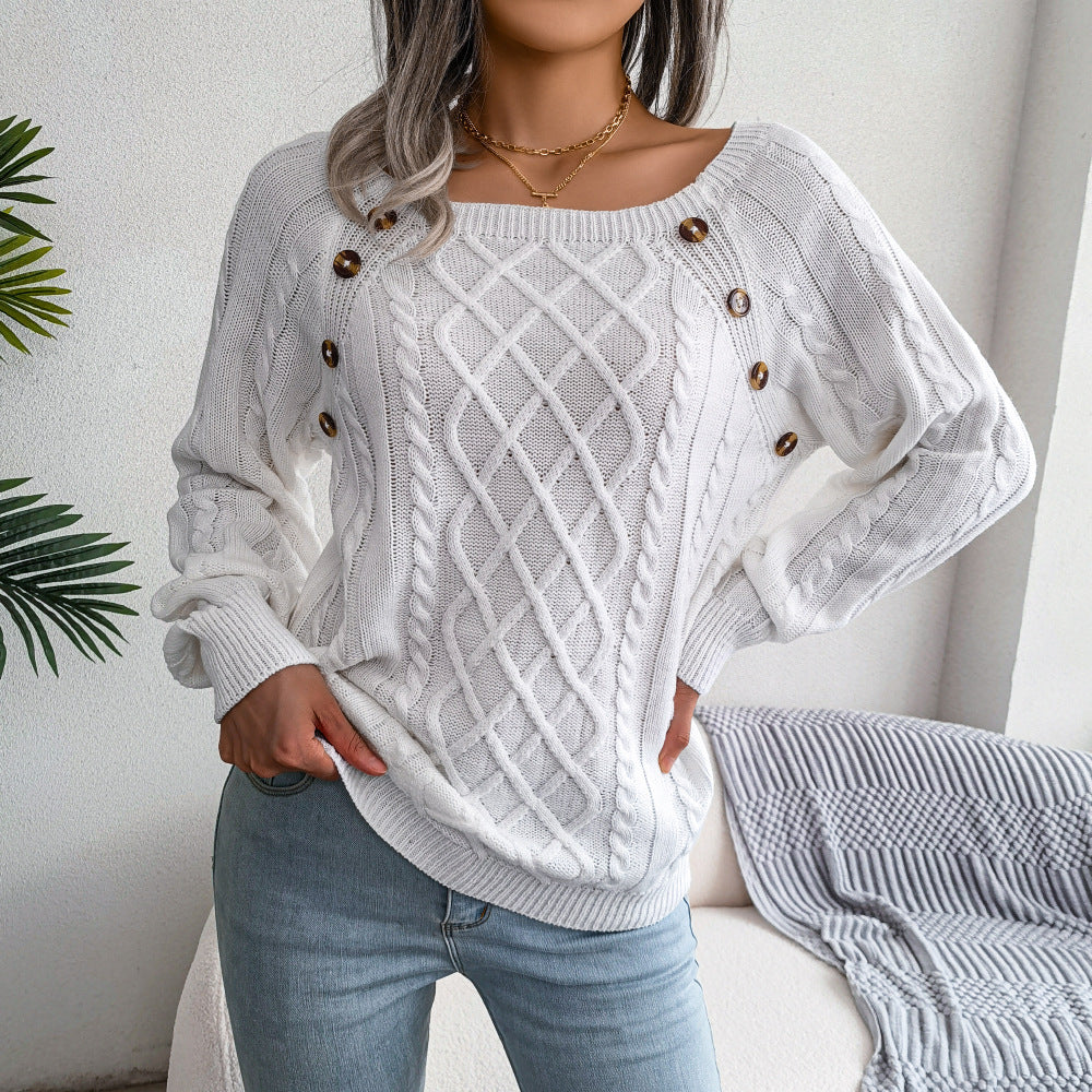 Modische Strickpullover Damen Quadratausschnitt - IdealeKleiden