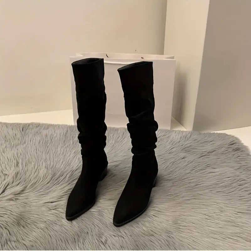 Stilvolle Knöchelstiefel Wildleder Spitze High Heel - IdealeKleiden