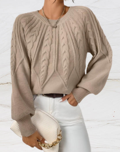 Eleganter Strickpullover Beige Pfeil-Muster