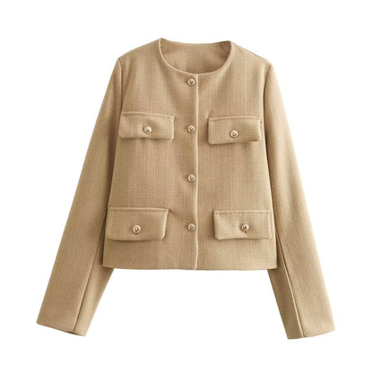 Elegante Blazer Jacke Halsreiher Design