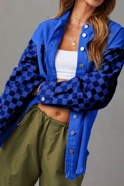 Modejacke Lässig Karo Denim Relaxed Fit