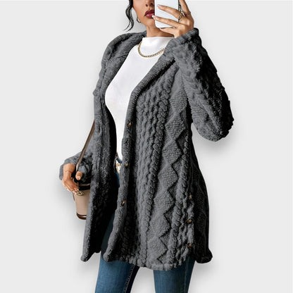 Weicher Plüsch Pullover Kapuzencardigan Damen