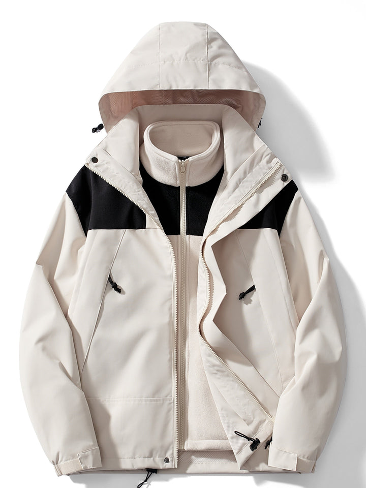Wasserdichte Outdoorjacke 3in1 Funktionale Windjacke Abnehmbare Kapuze