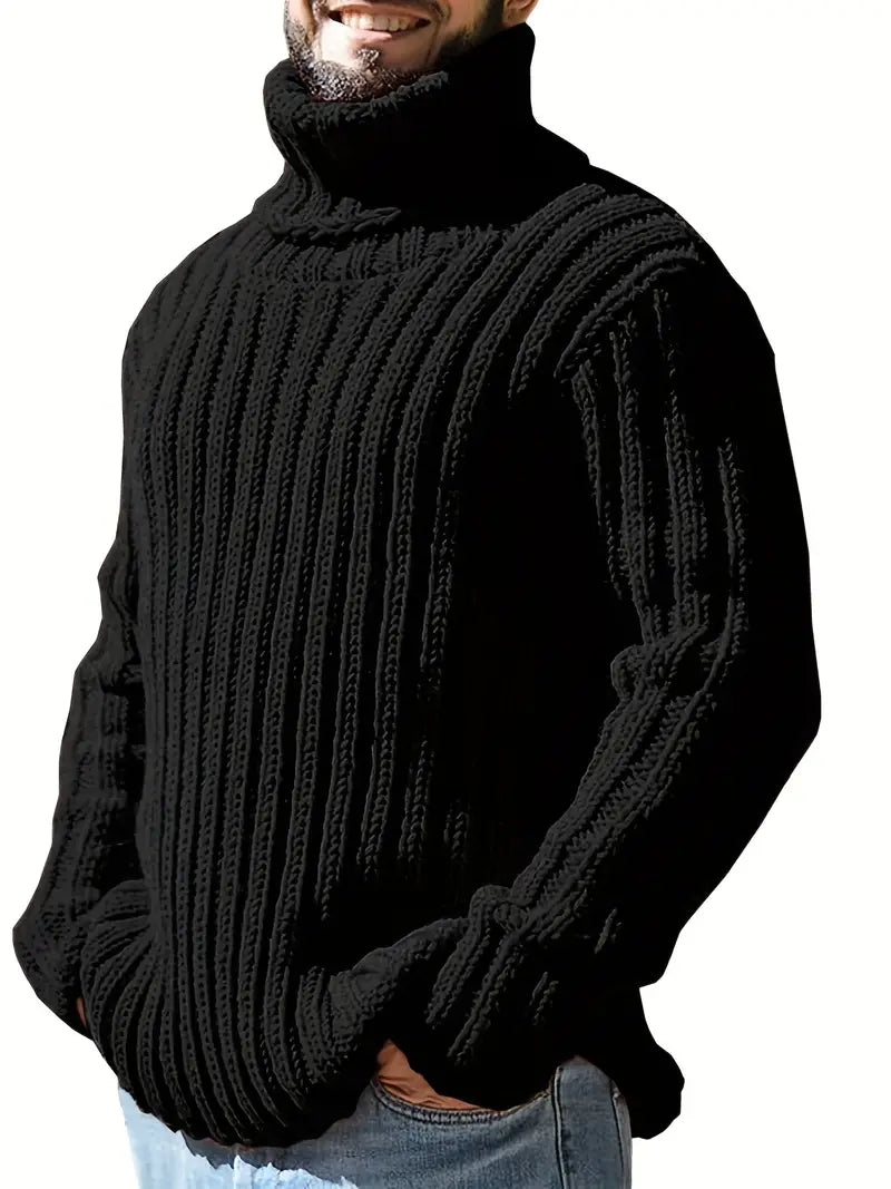 Einfarbig Rollkragen Pullover Herren Mode