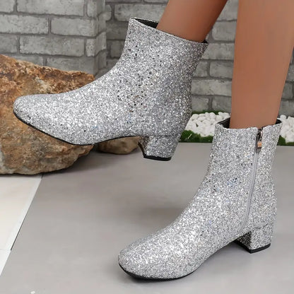 Damen High Heels Glitzer Schuhe