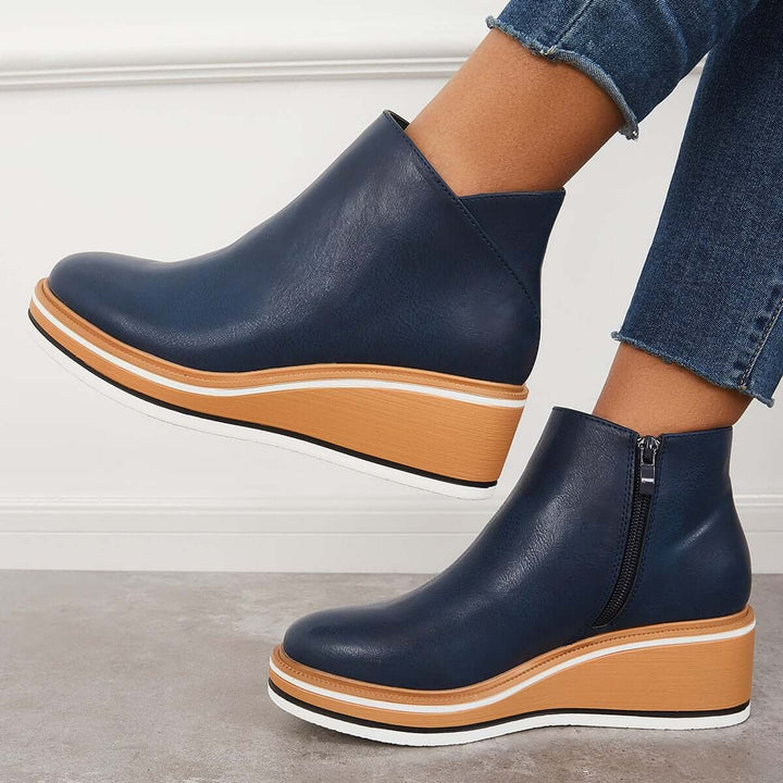 Damen Stiefel Plateau Boots mit Reißverschluss - IdealeKleiden