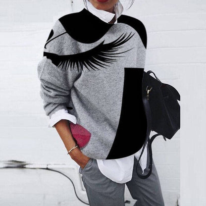 Bequemes Sweatshirt mit Grafikdruck und Rundhals - IdealeKleiden