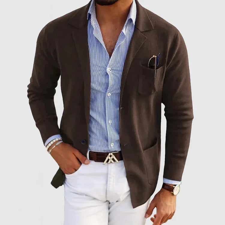 Herren Strickjacke Lässig Einfarbig Langarm