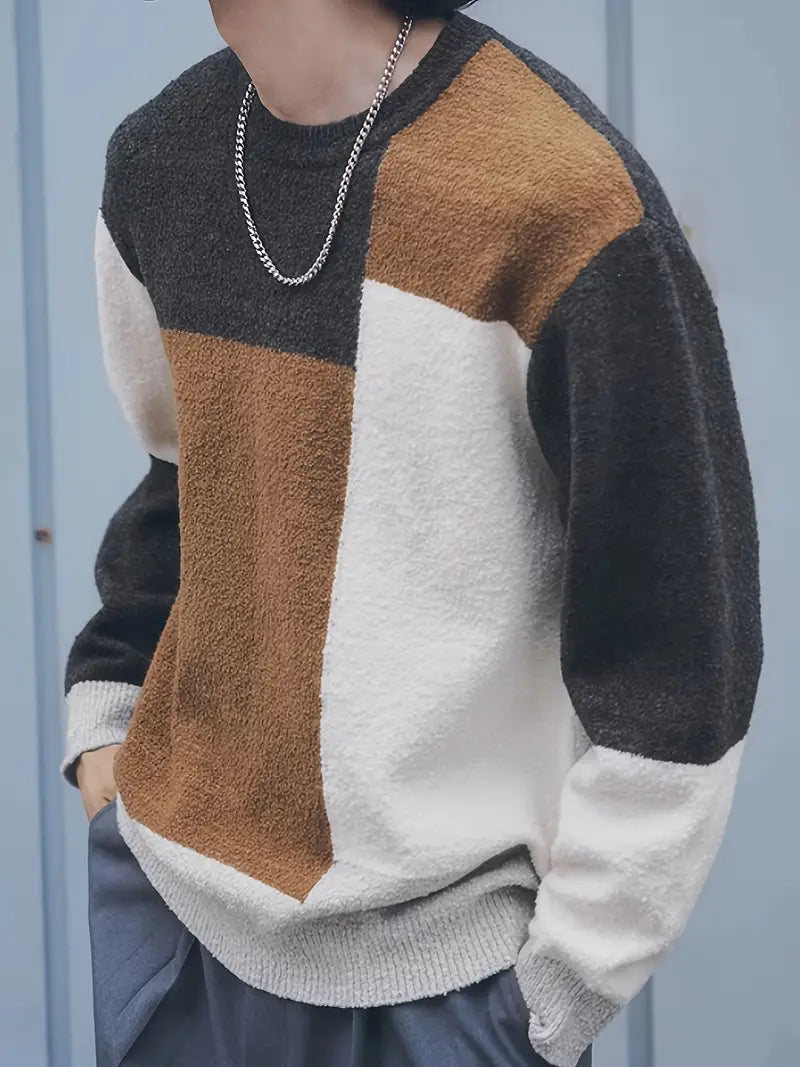 Herren Pullover Farbblock Modern