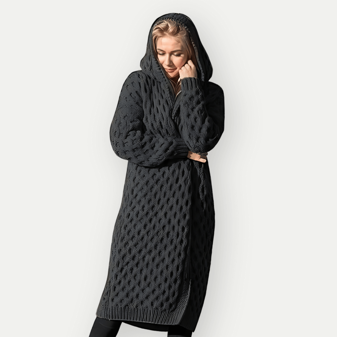 Kapuzenstrickjacke Langer Oversized Style - IdealeKleiden
