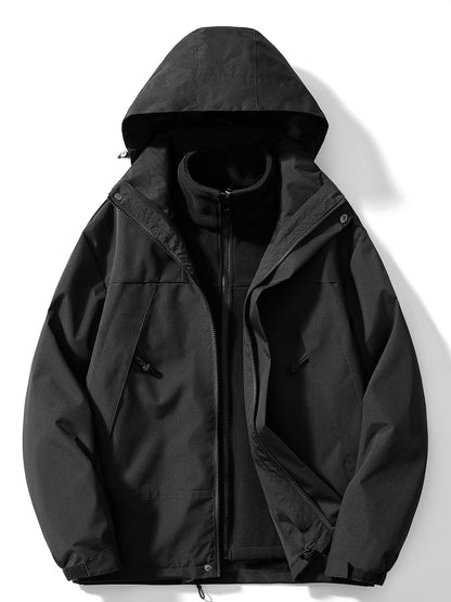 Wasserdichte Outdoorjacke 3in1 Funktionale Windjacke Abnehmbare Kapuze