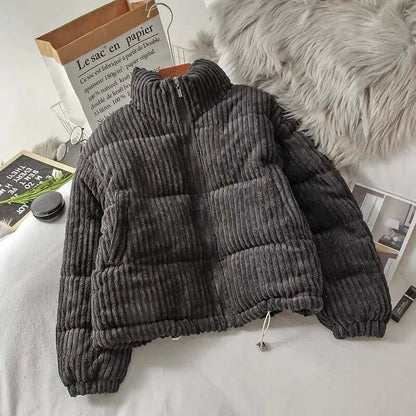 Damen Wattierte Steppjacke Reißverschluss Warm