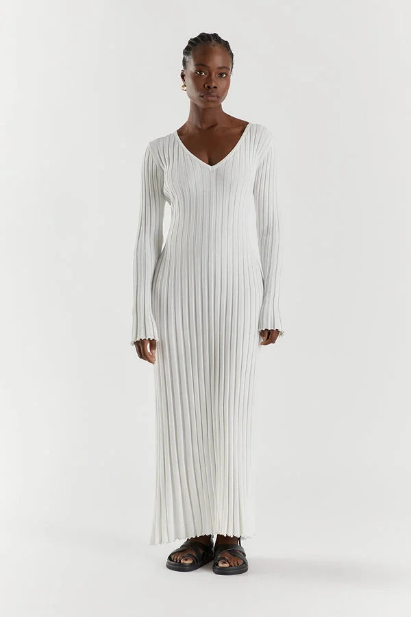 Bequemes Damen Midi Kleid mit V-Ausschnitt