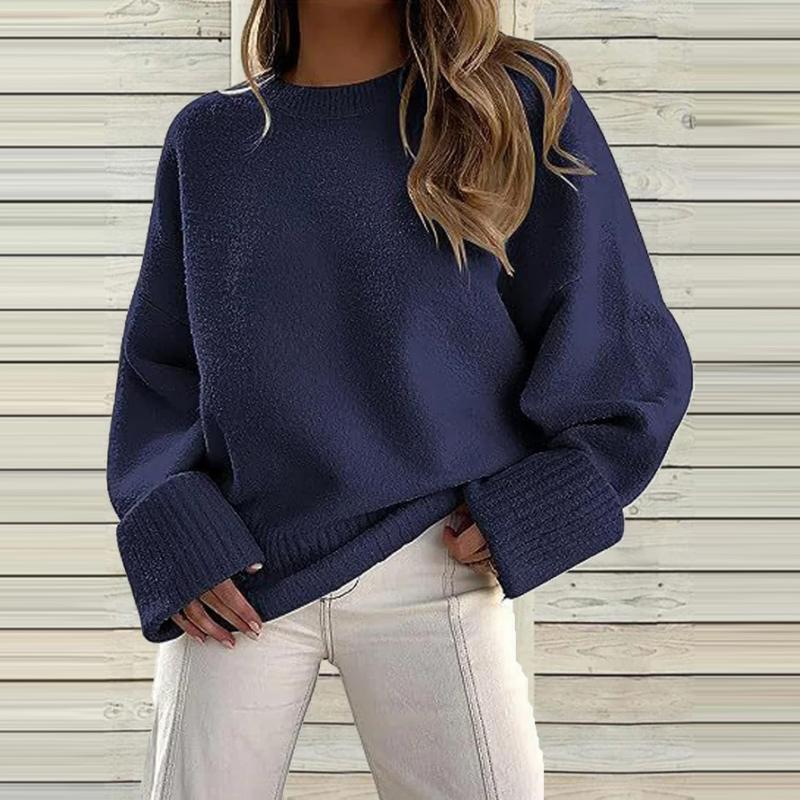 Einfacher Damen Pullover Rundhals - IdealeKleiden
