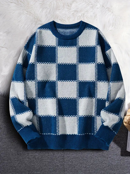 Schachmuster Pullover für Herren