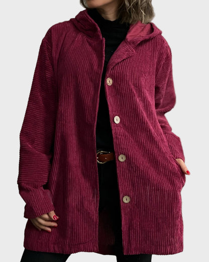 Praktische Winterjacke Kapuze und Knöpfe