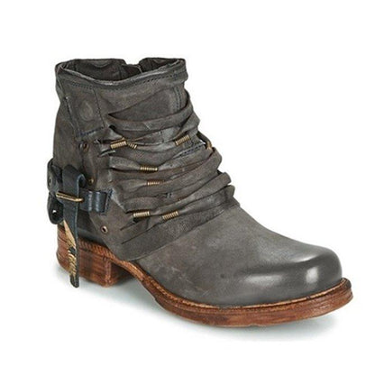 Retro Stiefeletten Damen Hochzeit Blockabsatz