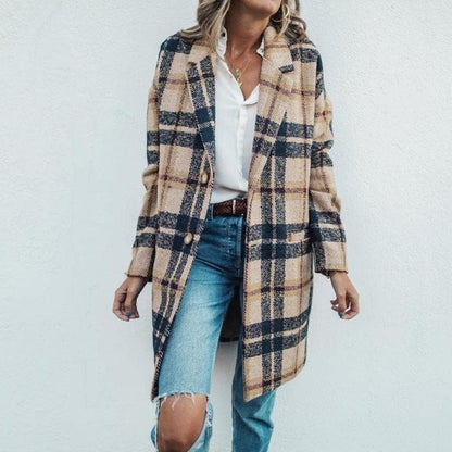 Damen Mantel Lang Wollig Elegant