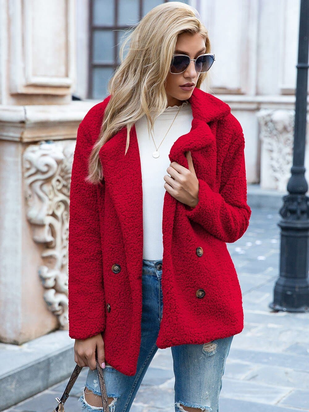 Luxus Pelzjacke Teddyfleece Weich & Warm