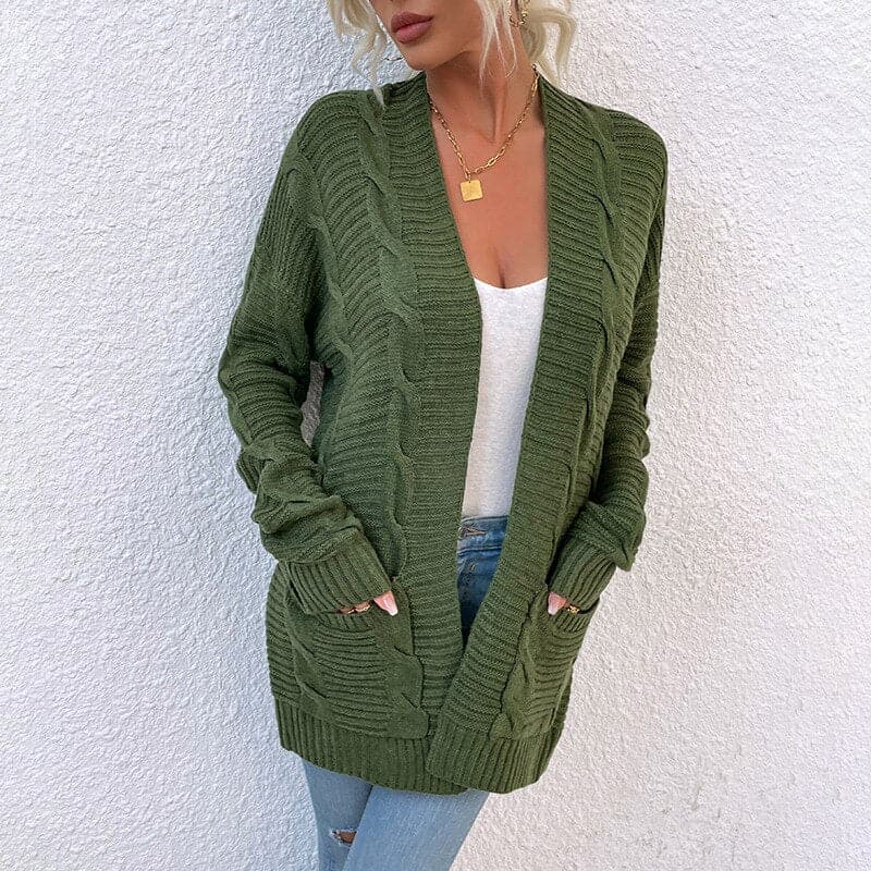 Kuschelige Cardigan Strickjacke Offen Vorne Lockere Passform