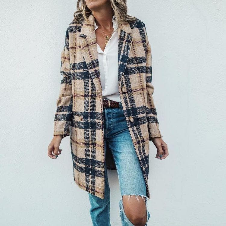 Damen Mantel Lang Wollig Elegant - IdealeKleiden