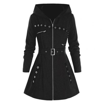 Damen Wintermantel Elegant Langschwarz