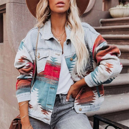 Stylische Aztekenjacke Bunt Vintage Look