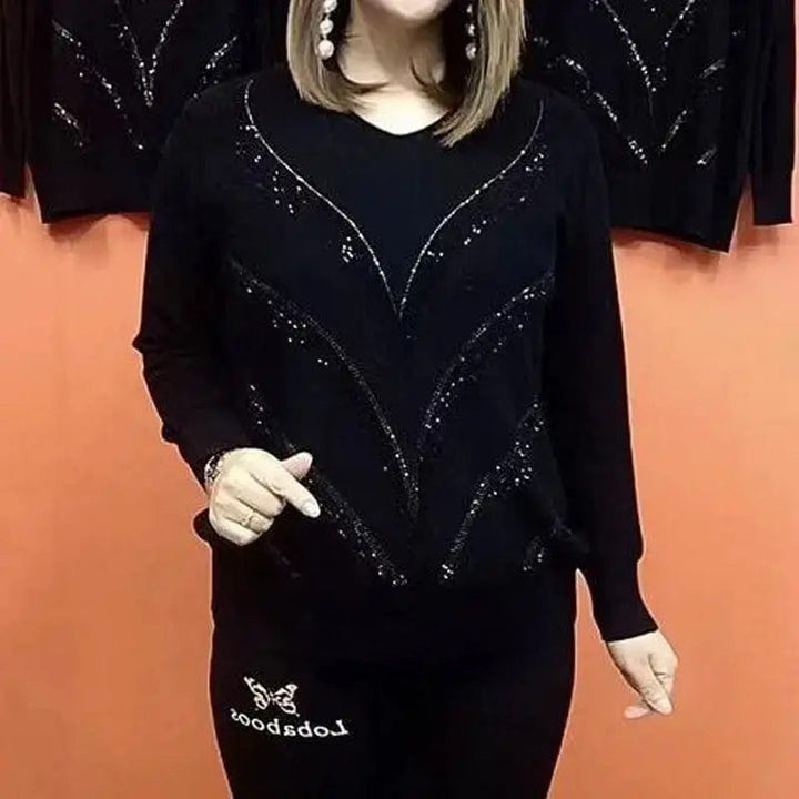 Elegante V-Ausschnitt Pullover Damen Warm Winterstil - IdealeKleiden