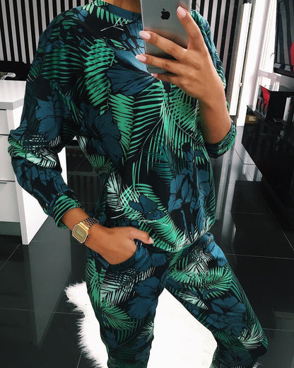Damen Freizeitanzug Blumenmuster Praktisch
