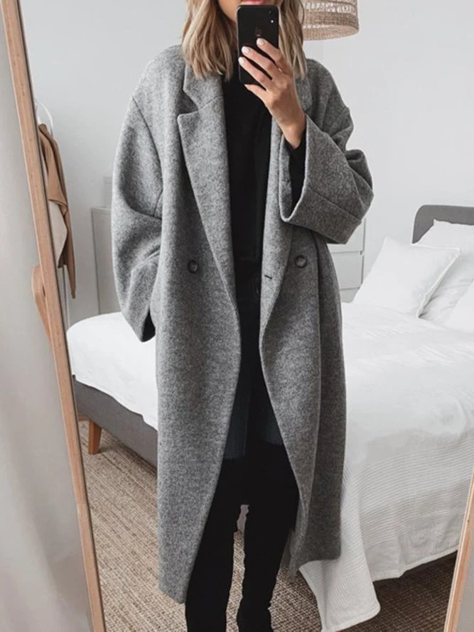 Weite Damenkleid Oversized Stil Doppelknopf