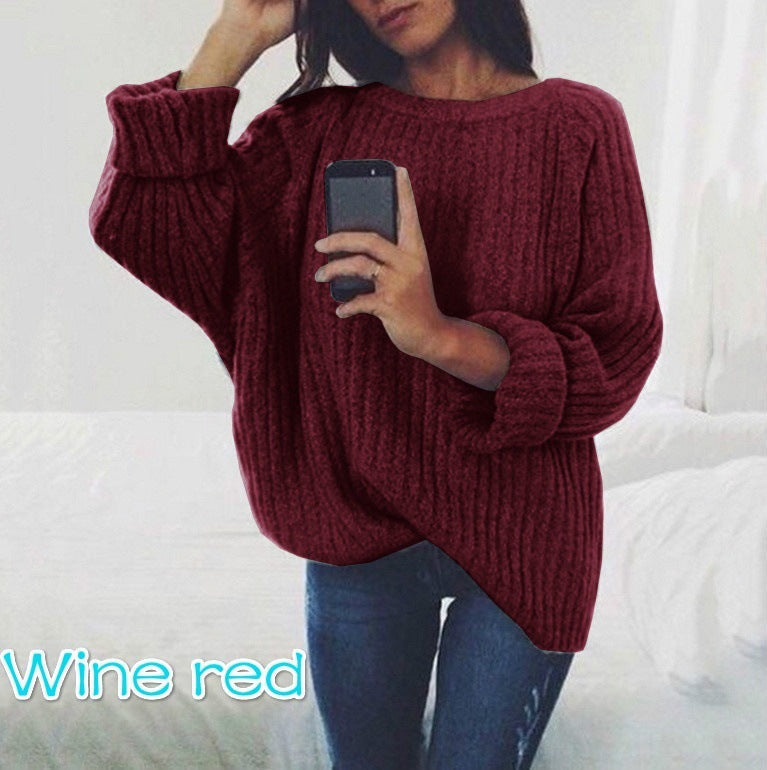 Damen Pullover Grobstrick Weite Passform