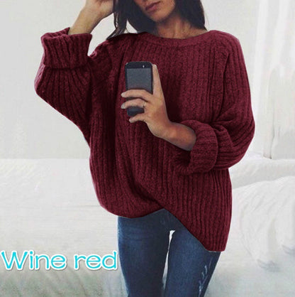 Damen Pullover Grobstrick Weite Passform
