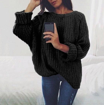 Damen Pullover Grobstrick Weite Passform