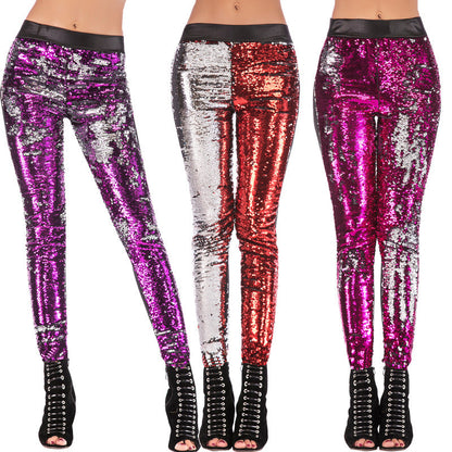 Glamouröse Damen Leggings mit Pailletten Effekt - IdealeKleiden