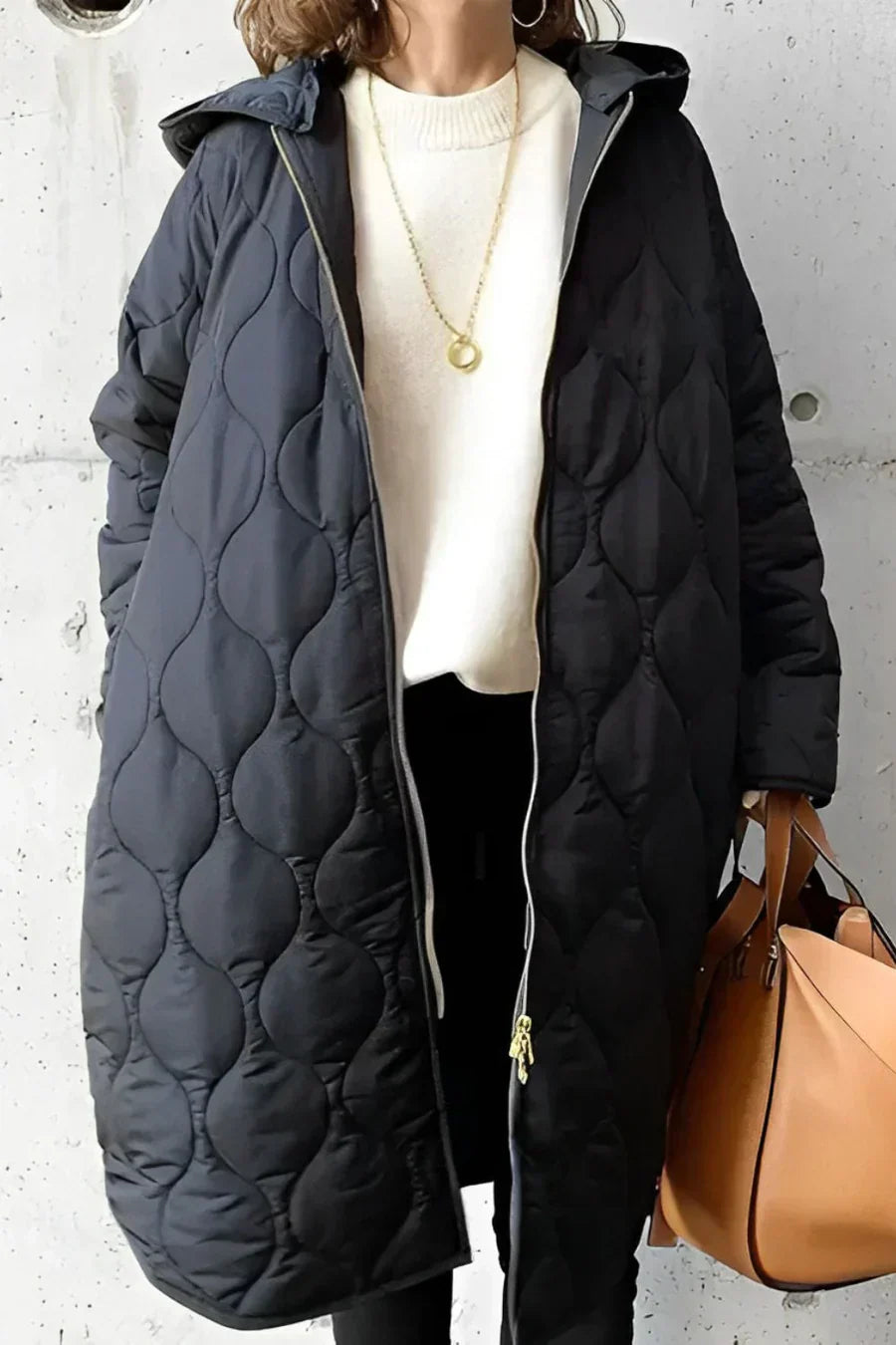 Schöner Damenmantel Lang Klassisch Steppjacke