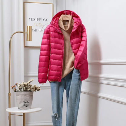 Warme Pufferjacke Kapuze Leicht