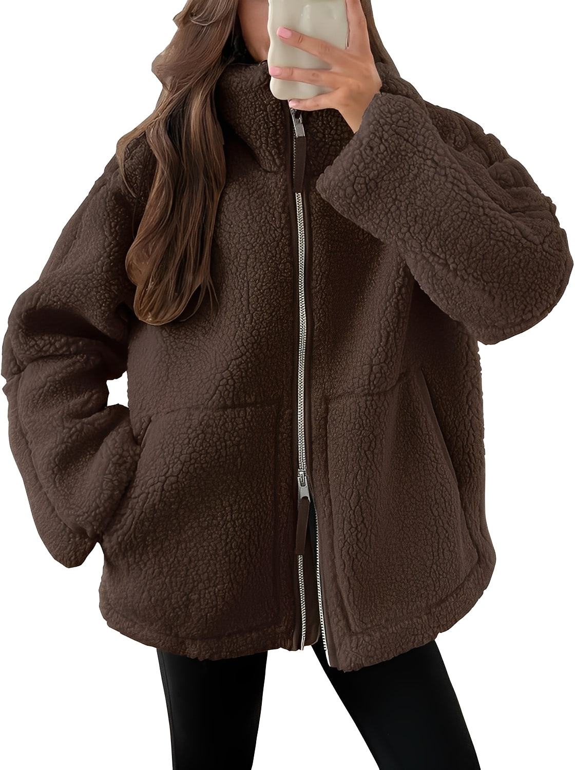 Stilvolle Damen Wolljacke Reißverschluss