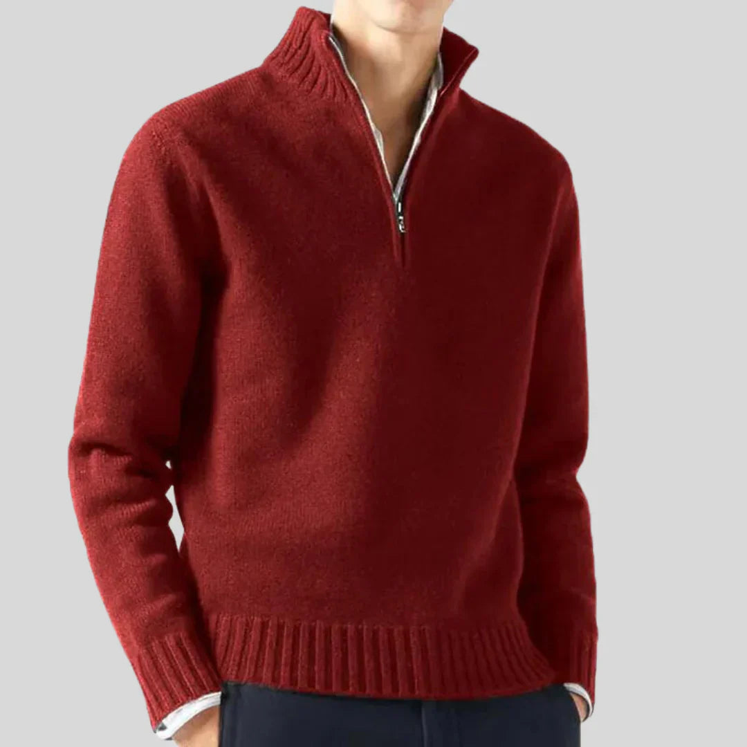 Luxus Herren Pullover Halbzipp Reißverschluss